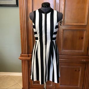 Monteau Black and White Stripe Skater Dress